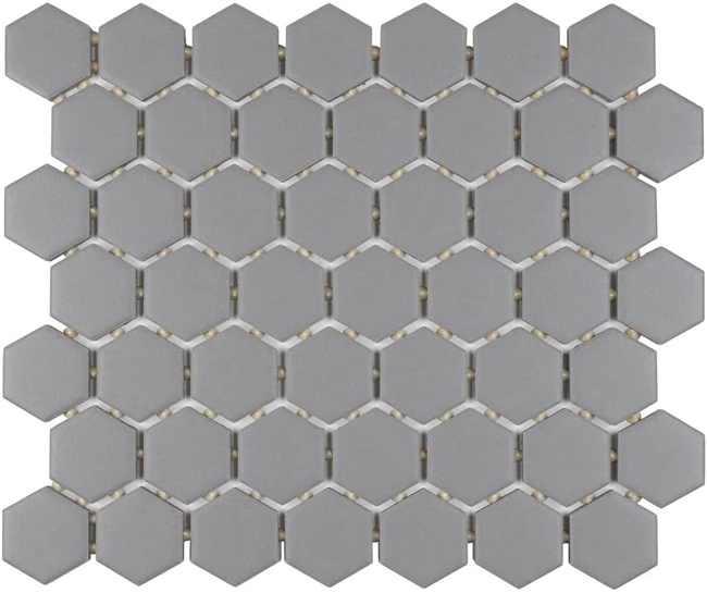 1.5" Dovetail Gray Matte Hexagon Wall Floor Wall Ceramic Tile