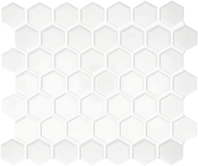 1.5" White Matte Hexagon Wall Floor and Wall Ceramic Tile