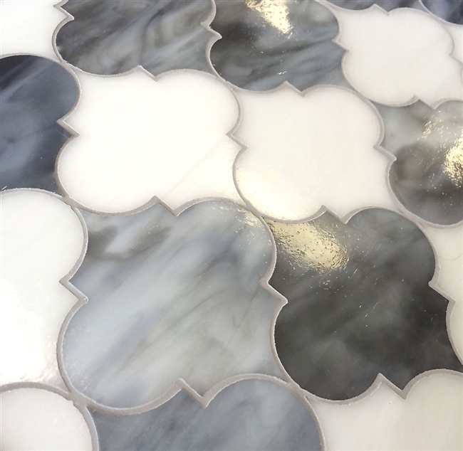 Arabesque Grey White 11.5X13 Glass Tile Mosaic