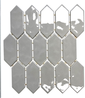 Ceramic Smoke Gray Undulated Picket Backsplash Bathroom Dot-Mounted Wall Tile