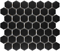 1.5" Black Matte Hexagon Wall Floor Porcelain Tile