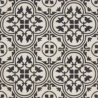 12x12 Flora Black White Encaustic Ceramic Floor and Wall Tile