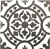 12x12 Flora Black White Encaustic Style Pattern Peel and Stick Made in USA Wall and Floor Tile