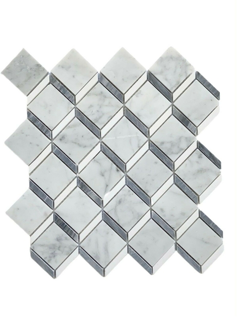 Carrara Thassos Marble Steps 3D Mosaic Wall Floor Tile