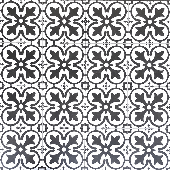 18x18 Balenciaga Pattern Floor Tile Made in Spain Genuine Ceramic White/Black