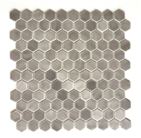 1" Daltile Hexagon Matte Frost Moka Glass Mosaic Tile