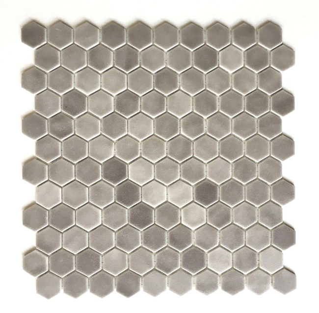 1" Daltile Hexagon Matte Frost Moka Glass Mosaic Tile