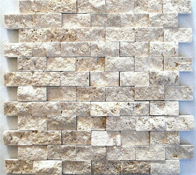Light Travertine 1x2 Splitface Mosaic Ivory Tile Backsplash Wall Bath Kitchen