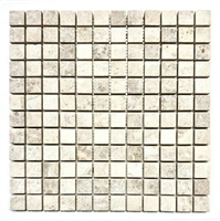 1x1 Beige Tumbled Rounded Edge Wall Mosaic Marble Tile