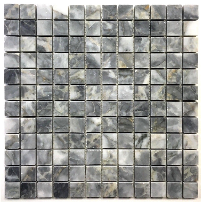 Gray Blue 1X1 Polished Marble Mosaic Tile