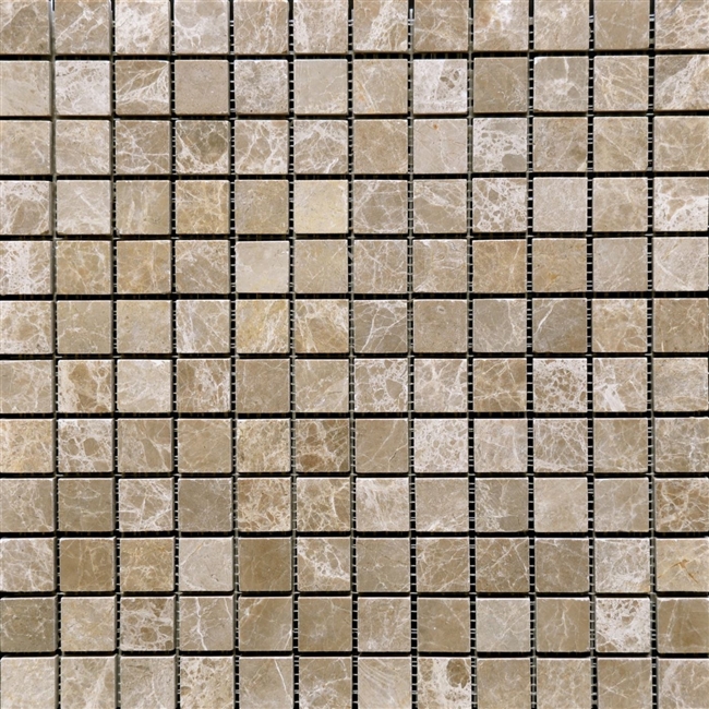 Emperador Light Mosaic 1x1 Tumbled Marble Tile