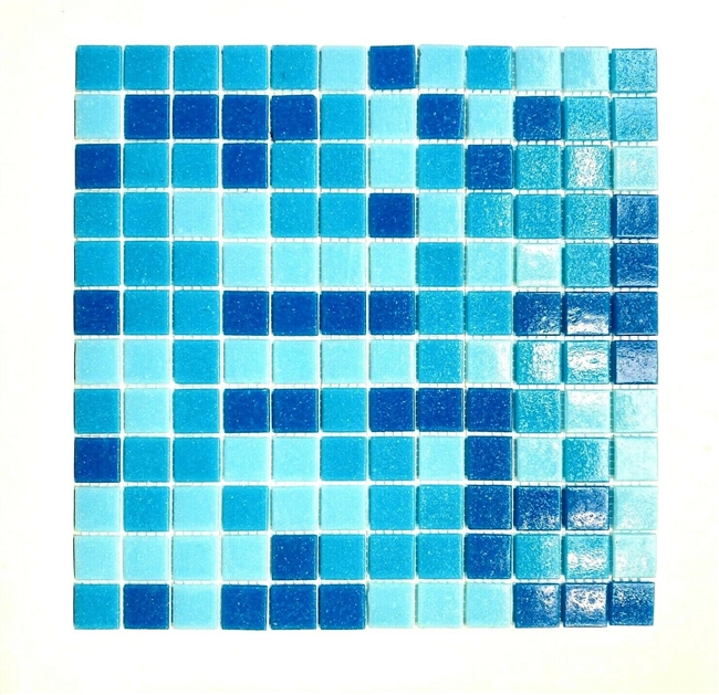 1x1 Pool Blue Spa Navy mix Glass Mosaic Wall and Floor Tile Pool