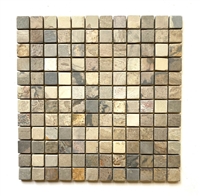 1x1 Harmony Slate Tumbled Mosaic Floor and Wall Tile