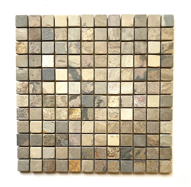 1x1 Harmony Slate Tumbled Mosaic Floor and Wall Tile