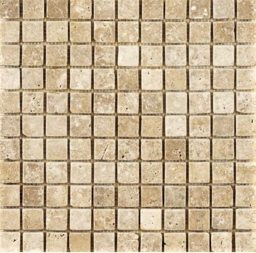 1X1 Walnut Tumbled Rounded Edge Travertine Wall Mosaic Tile Backsplash Bath