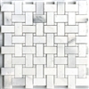 Carrara White 1x2 with Carrara White Marble Basketweave Floor Tile