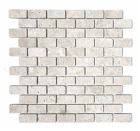 Light 1x2 Tumbled Mosaic Travertine Tile