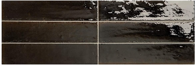 2.5 x 9.5 Venetian Alchemist Obsidian Black Italian Wall Porcelain Tile