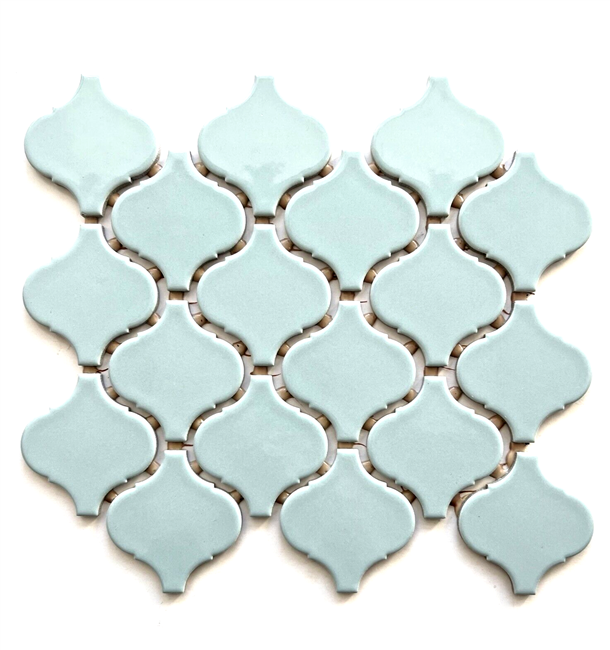 Turquoise Glossy Lantern Arabesque Porcelain Mosaic Tile Wall Floor Backsplash