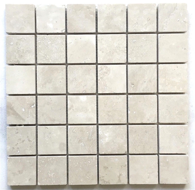 2"x2" Light Ivory Honed Travertine Mosaic Tile