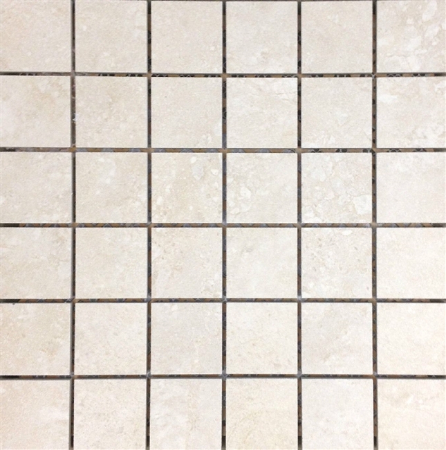 2x2 Beige Matte Porcelain Floor and Wall Mosaic Tile