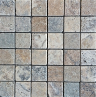 Antique Onyx 2x2 Tumbled Travertine Mosaic Tile