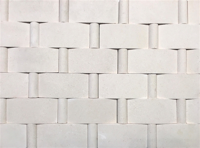 Champagne Limestone Fences 2x4 Wavy with insert Mosaic Wall Tile