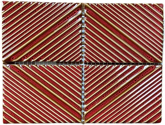 3x4 Raku Style Structural Porcelain with Three Dimensional Ripple Glaze Wall Tile Chili Color
