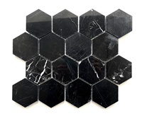 3" Black Marble Hexagon Mosaic Backsplash and Bathroom Kitchen Wall Floor Tile