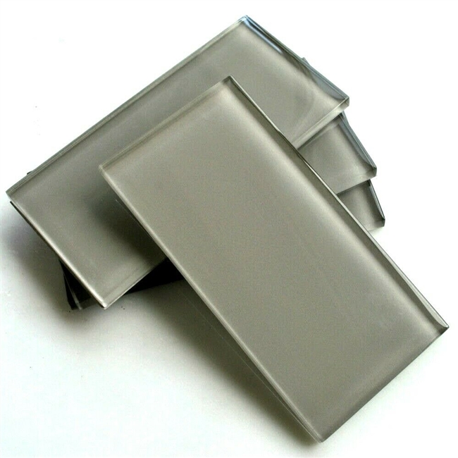 Cool Gray Shiny 3x6 Subway Glass Wall Tile