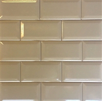 3X6 Light Brown Crackled Beveled Ceramic Tile