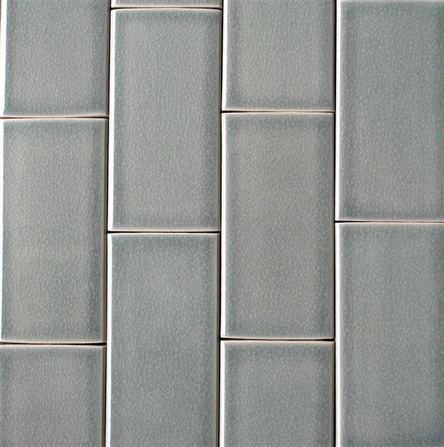 3x6 Mist Green Handmade Glossy Finish Crackled Ceramic Tile