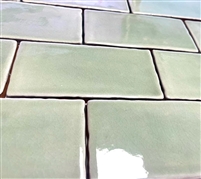 Sage Green, Ceramic, 3x6 Inches, Crackled Glossy Finish, Rustic Pattern, Wall Mount, Rectangle