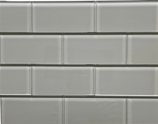3x6 Silver Mink Shiny Subway Glass Tile Backsplash Shower Kitchen