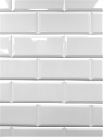 White 4x10 Beveled Shiny Ceramic Subway Tile
