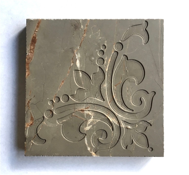 Amber Brown 4x4 Lilly Hand-carved in Marble Tile Decorative
