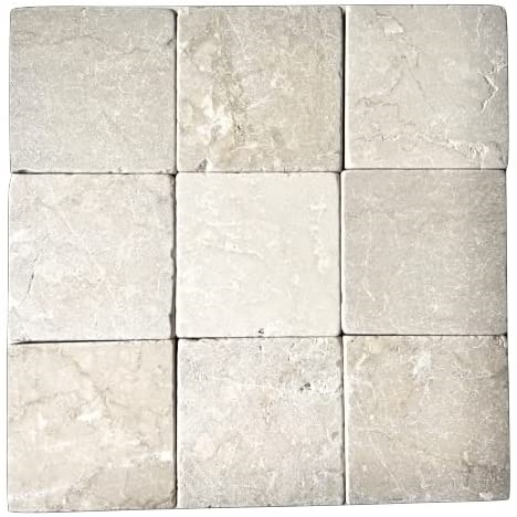 4x4 Botticino Crema Tumbled Antiqued Italian Marble Wall Floor Tile