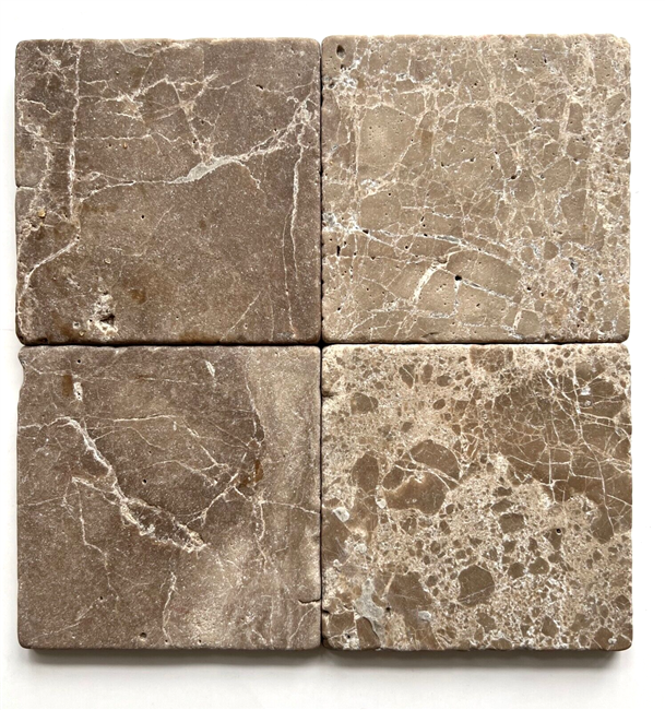 Dark Emperador 4x4 Tumbled Marble Tile Backsplash Floor Wall