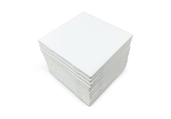 Set of 12 Glossy White Ceramic Tiles For Arts & Crafts 4x4 Backsplash
