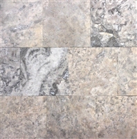 Silver 4x4 Honed Filled Travertine Mosaic Floor and Wall Tile