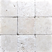Light Antiqued Tumbled 4x4 Wall and Floor Travertine Tile