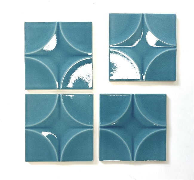4x4 Wedgwood Virginia Crackle Blue Star Shaped Decorative Ceramic Wall