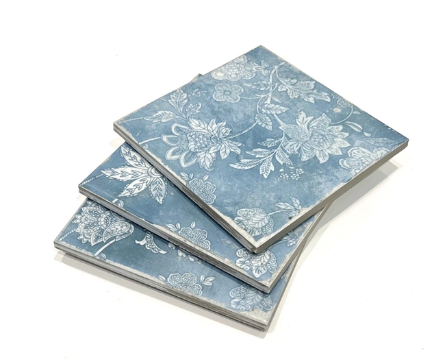 6x6 Charleston Cielo Blue Paisley Decorative Patterned Porcelain Tile