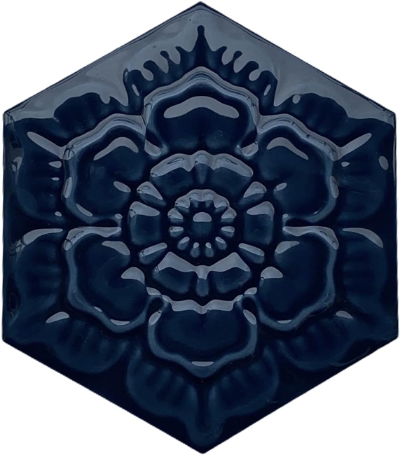 6" Firenze Blue Hexagon Porcelain Wall Tile Embossed Textured