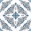 6x6 Manolo Collection Paterno 2 Decorative Marble Tile Wall Floor Blue and Taupe on White Marble