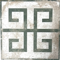 8.7 x 8.7 Greek Key Pattern Mount Olive Green Field Tile Genuine Porcelain Wall Floor Tile Vintage Linen