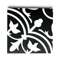 8x8 Flora Black White Reverso Porcelain Pattern Modern Floor Tile