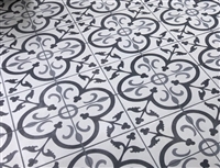 8x8 Black White Gray Floral Cement Encaustic Floor Tile