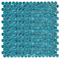Aruba Turquoise Shimmer Penny Round Glass Mosaic Tile