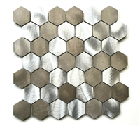 Brushed Aluminum Multi-Color 2 inch Hexagon Mosaic Backsplash Wall Tile